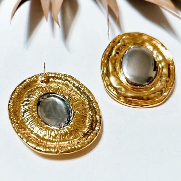 Zara Two-Tone Gold and Silver Earrings - Picture 3 of 4
